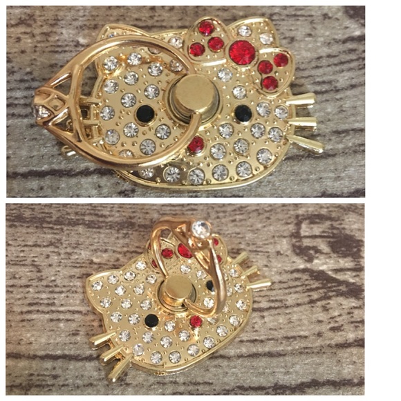 🎀NEW HELLO KITTY Cell Phone Ring Grip Gold NWT - Picture 2 of 7